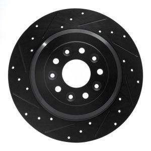 Ford Five Hundred Brake Rotor (1) - Rear Left - R1 Concepts - Drilled & Slotted - Black - `05-`19